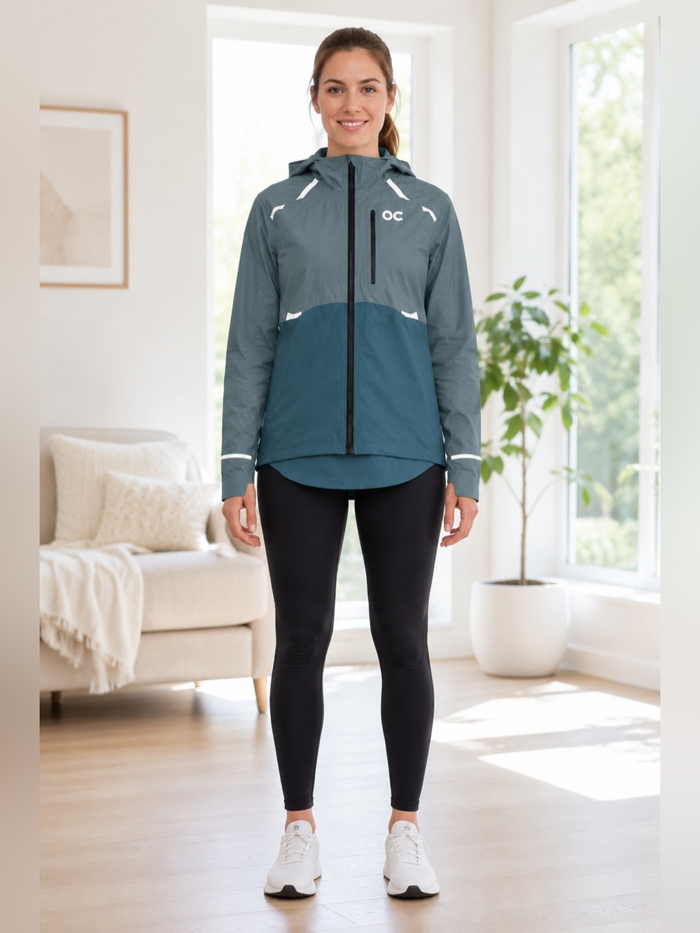 On Running Women's XS Weather Jacket Sea Storm Reflective Hooded/Lightweight